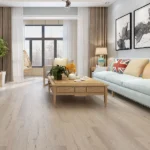 Light, washed-out wood-look SPC flooring