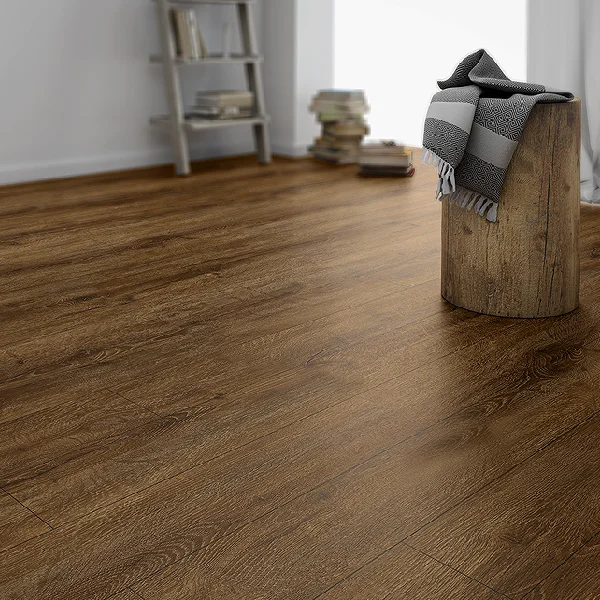 Dark brown Luxury Vinyl Plank (LVT) flooring.