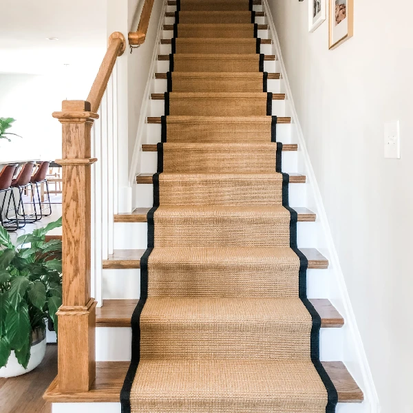 Beige sisal carpet with tight natural weave