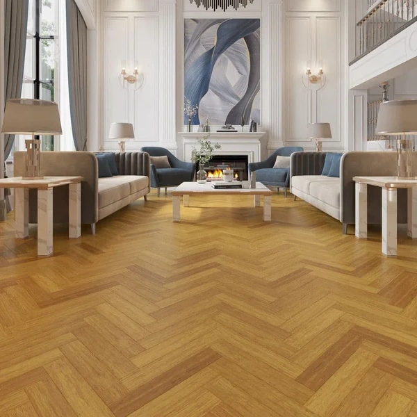 Natural bamboo flooring in a living room