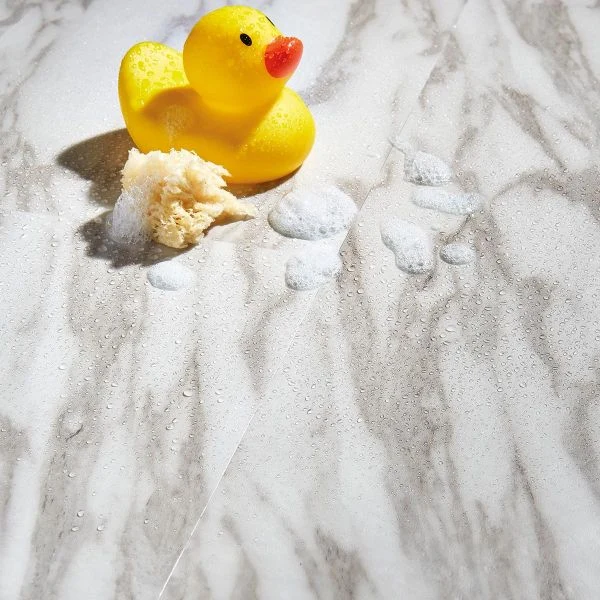 Waterproof white and grey marble-look vinyl click flooring