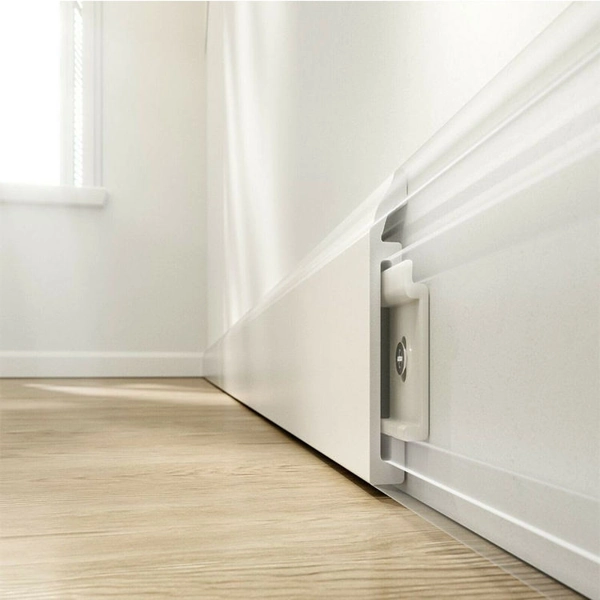White color PVC skirting installed in a room