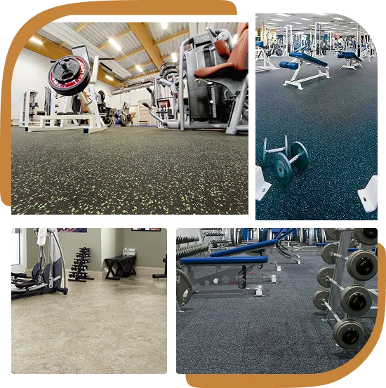different rubber and vinyl floorings install in gyms