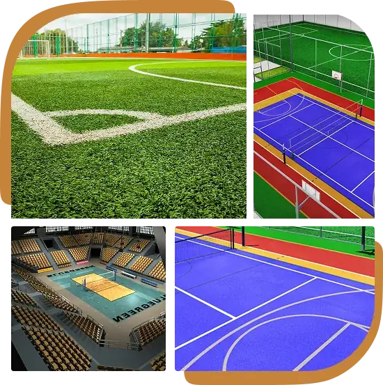 frame showing different sports flooring