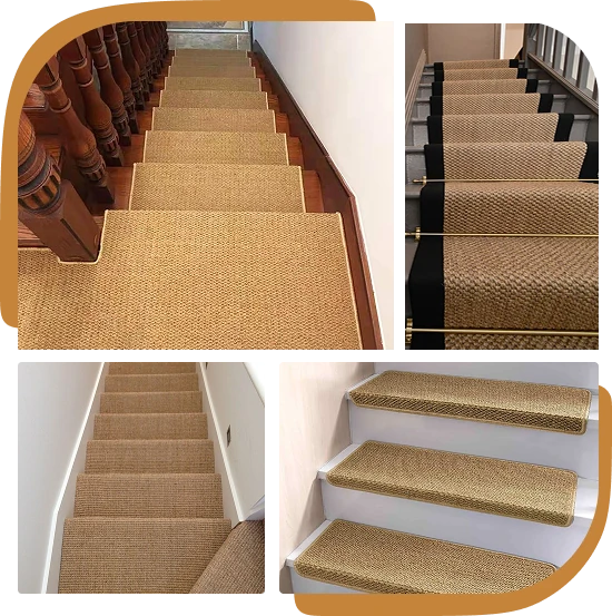 sisal carpet installed in stairs