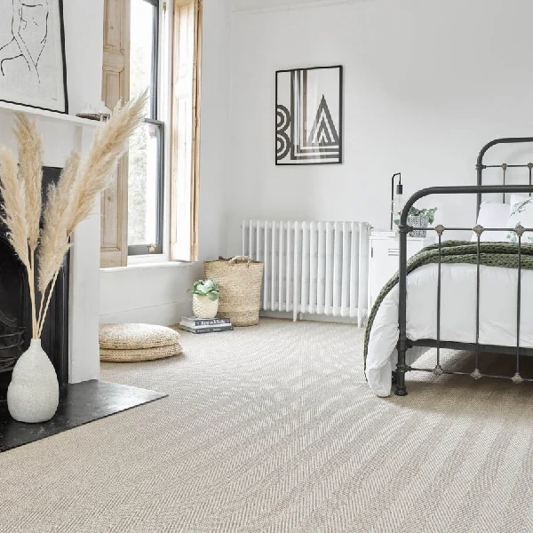 sisal carpet with fine woven texture in a bedroom